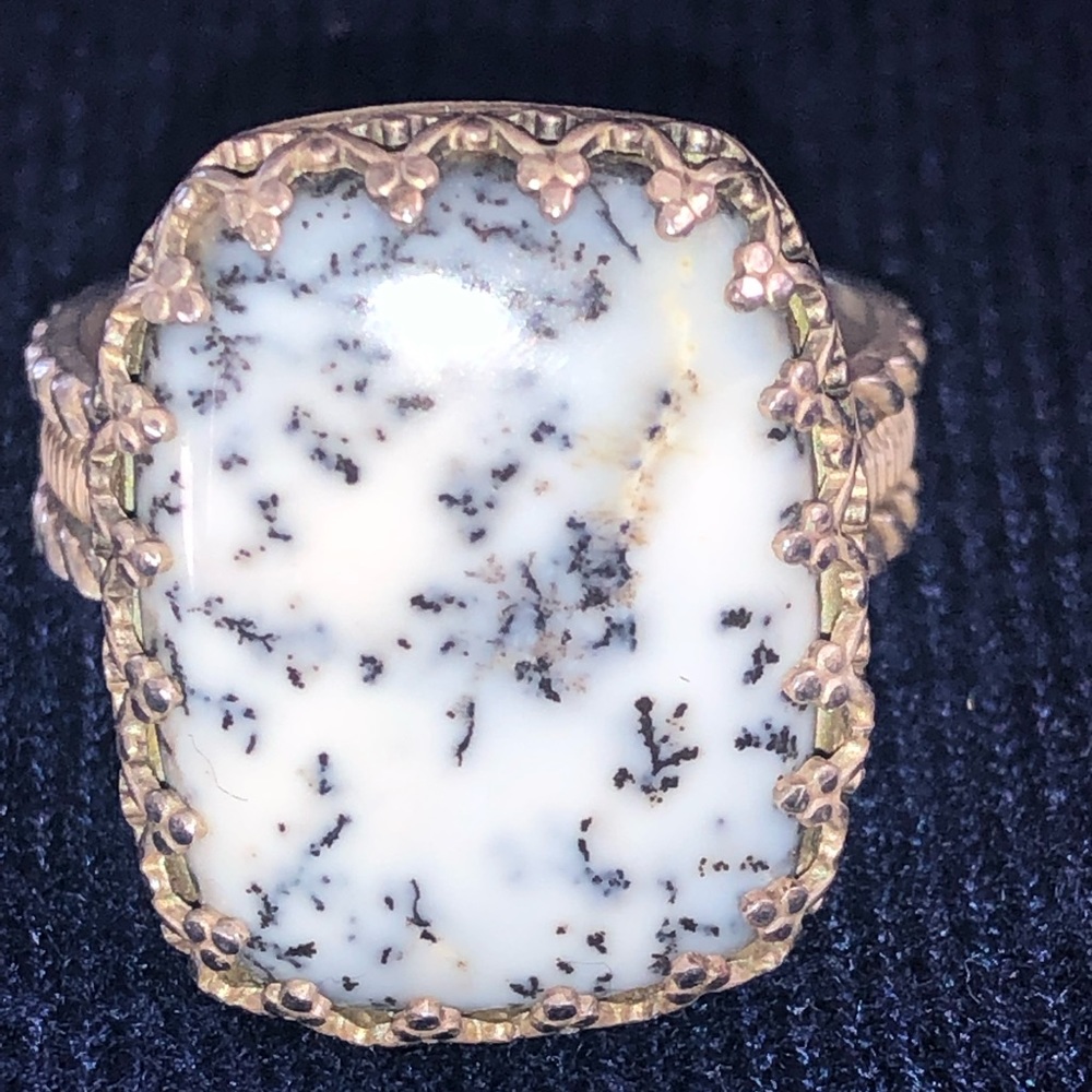 Beautiful Dendritic Agate Vintage Design Ring